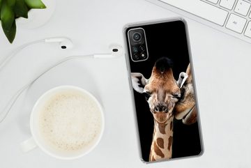 MuchoWow Handyhülle Giraffe - Tiere - Schwarz - Porträt - Tiere, Phone Case, Handyhülle Xiaomi Mi 10T, Silikon, Schutzhülle