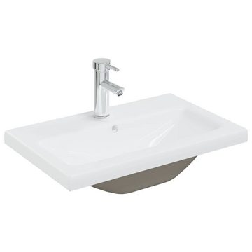 vidaXL Badezimmer-Set Badmöbel-Set Hochglanz-Weiß Spanplatte Badezimmer Waschbecken Schränke