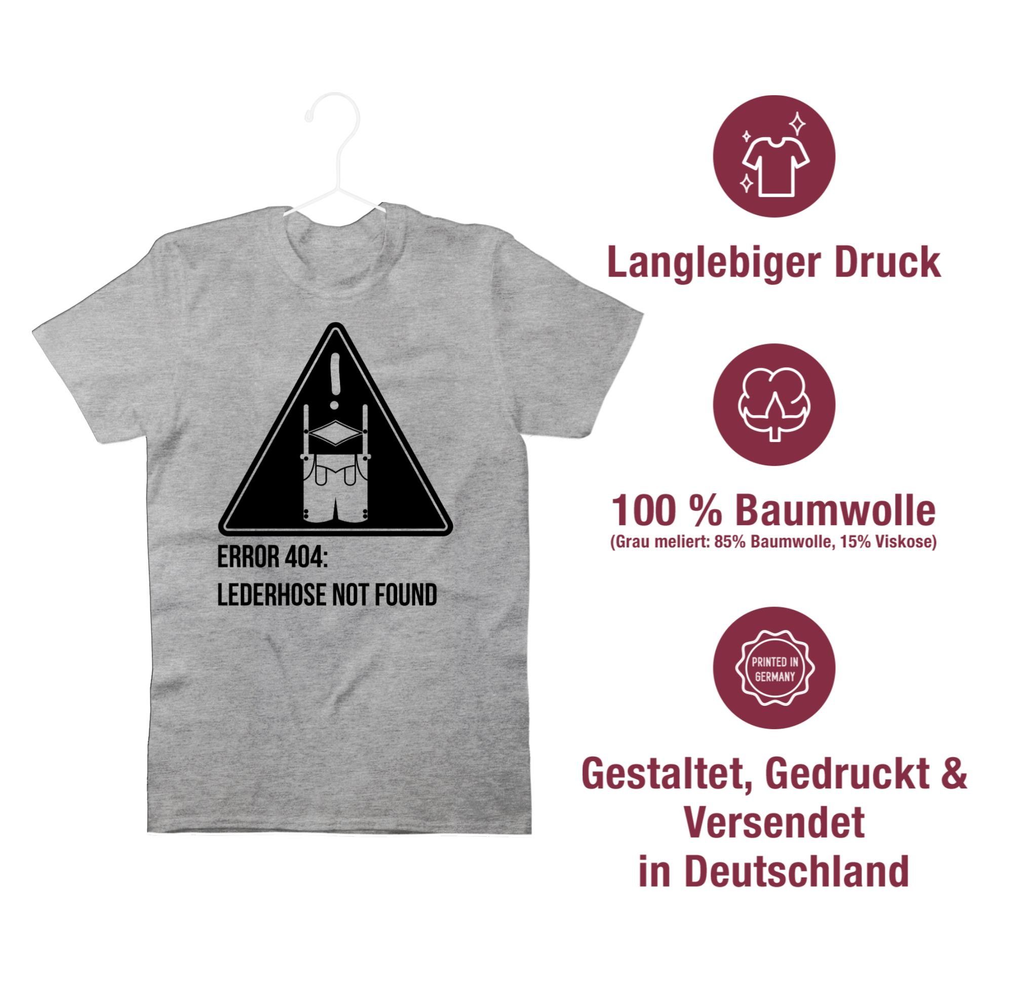 Shirtracer T-Shirt Error 404: Lederhose Oktoberfest Mode found not Grau für Herren 1 meliert