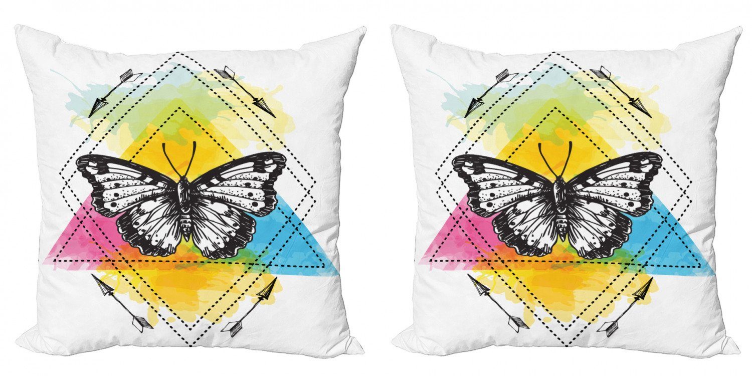 Kissenbezüge Modern Accent Doppelseitiger Abakuhaus Geometrische (2 Entomologie Schmetterlings-Formular Digitaldruck, Stück)