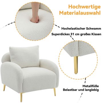 Gotagee Loungesessel Modern Schlichter Teddy-Samtsessel Freizeitsessel mit Kissenkissen, mit Kissenkissen