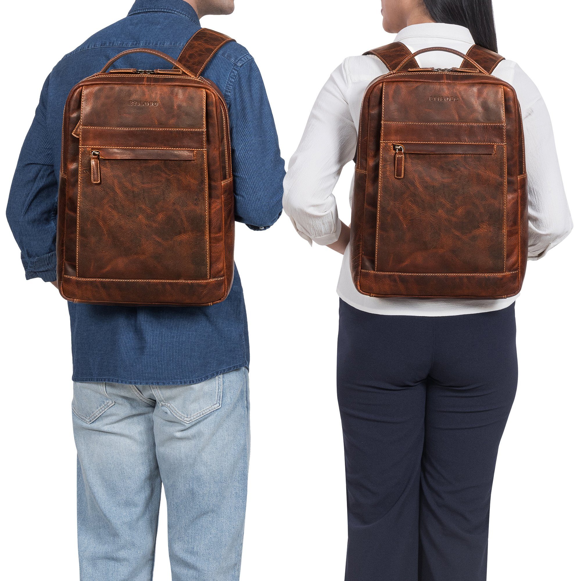 STILORD Notebook-Rucksack "Heiko" Leder Laptop Rucksack 15.6 Zoll Vintage