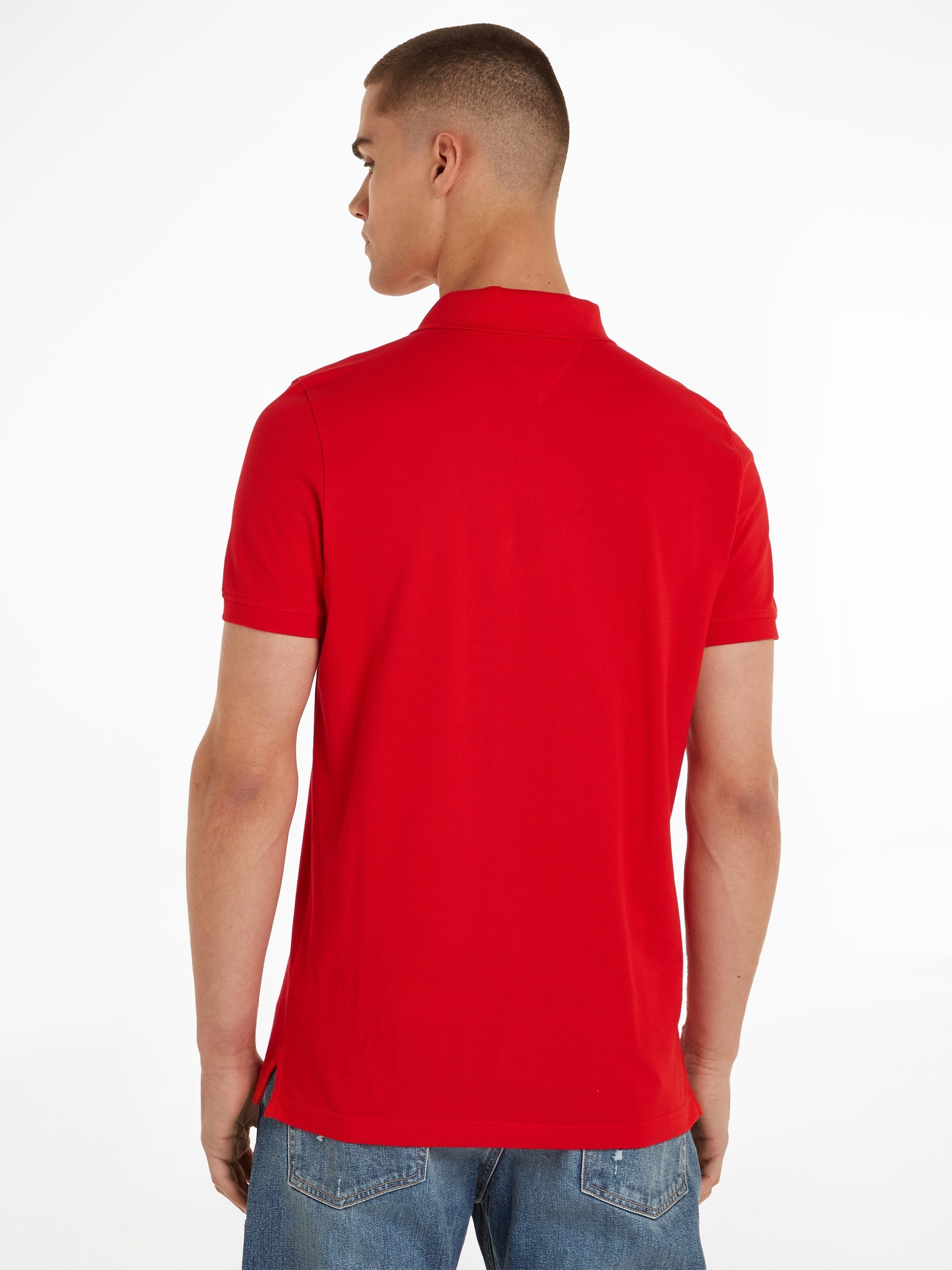 Tommy Jeans Poloshirt TJM mit Crimson Deep PLACKET POLO SLIM Polokragen