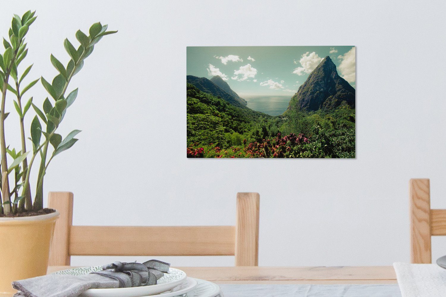 Leinwandbild Leinwandbilder, Regenwald St. St), 30x20 cm auf OneMillionCanvasses® Pitons (1 Aufhängefertig, um die Lucia, Wanddeko, rund Wandbild