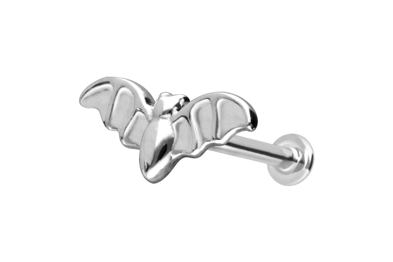 Piercing-Set 14 Karat Gold Labret mit Push Fit FLEDERMAUS
