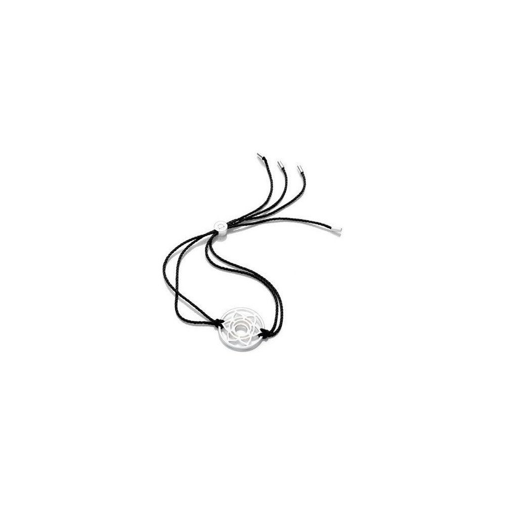 Daisy London Armband Silver Sacral Chakra Black, aus 925er Sterling-Silber und Textil, Zugband, Schwarz