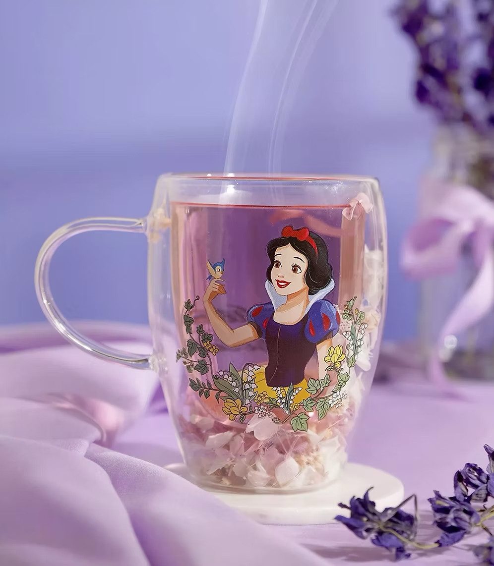 Disney Glas Designer 3D Glas Schneewittchen Snow White Pastell mit echten Blumen, 1-tlg.