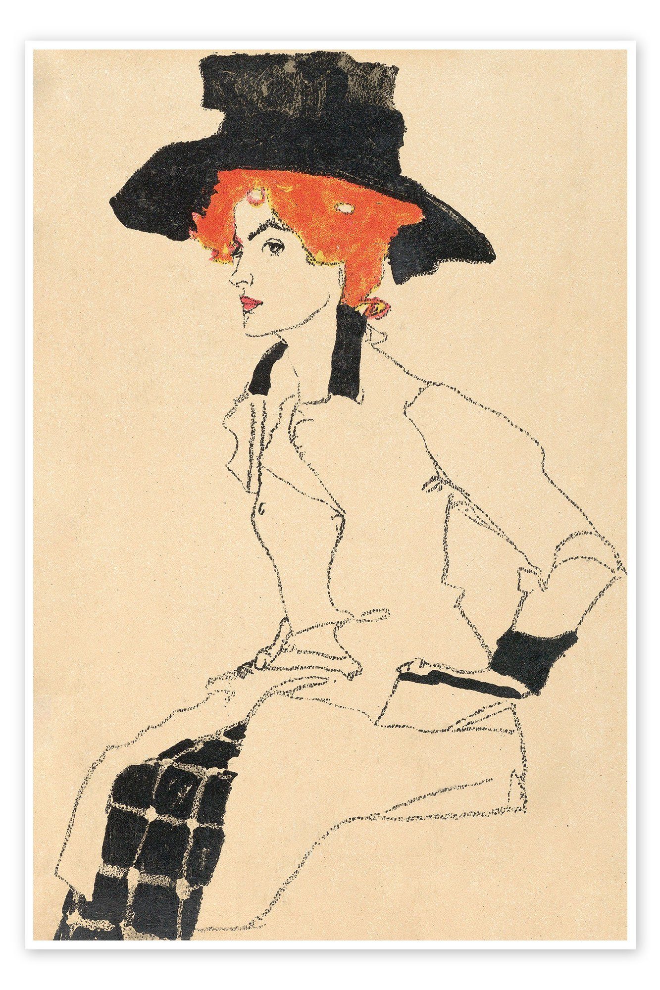 Posterlounge Poster Egon Schiele, Bildnis einer Frau, Wohnzimmer Malerei