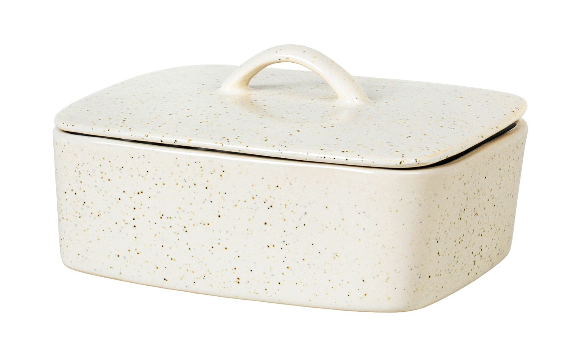 Broste Copenhagen Butterdose Broste Copenhagen Nordic Vanilla Butterdose mit Deckel, Reaktiv Glasiertes Steingut