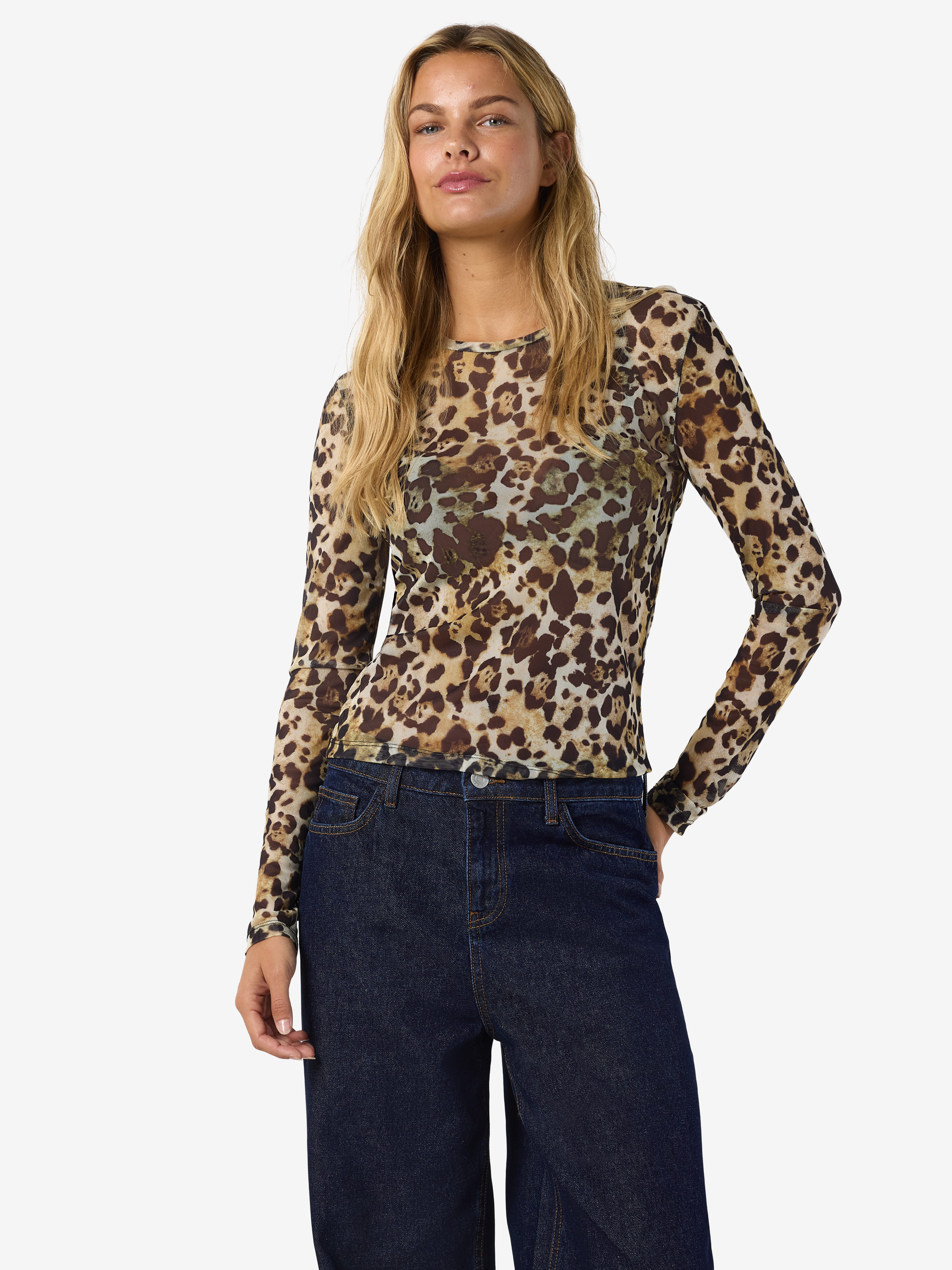 Noisy may Netzshirt NMJUDITH L/S MESH TOP BG NOOS transparent
