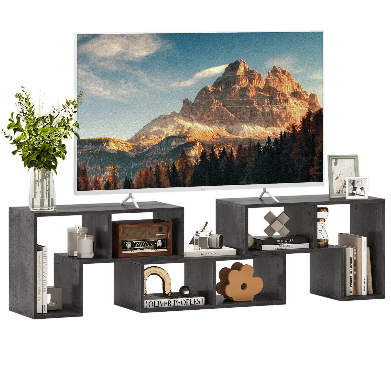 COSTWAY TV-Schrank Eckregal 3-teilig, ausziehbar, frei Kombinierbar günstig online kaufen