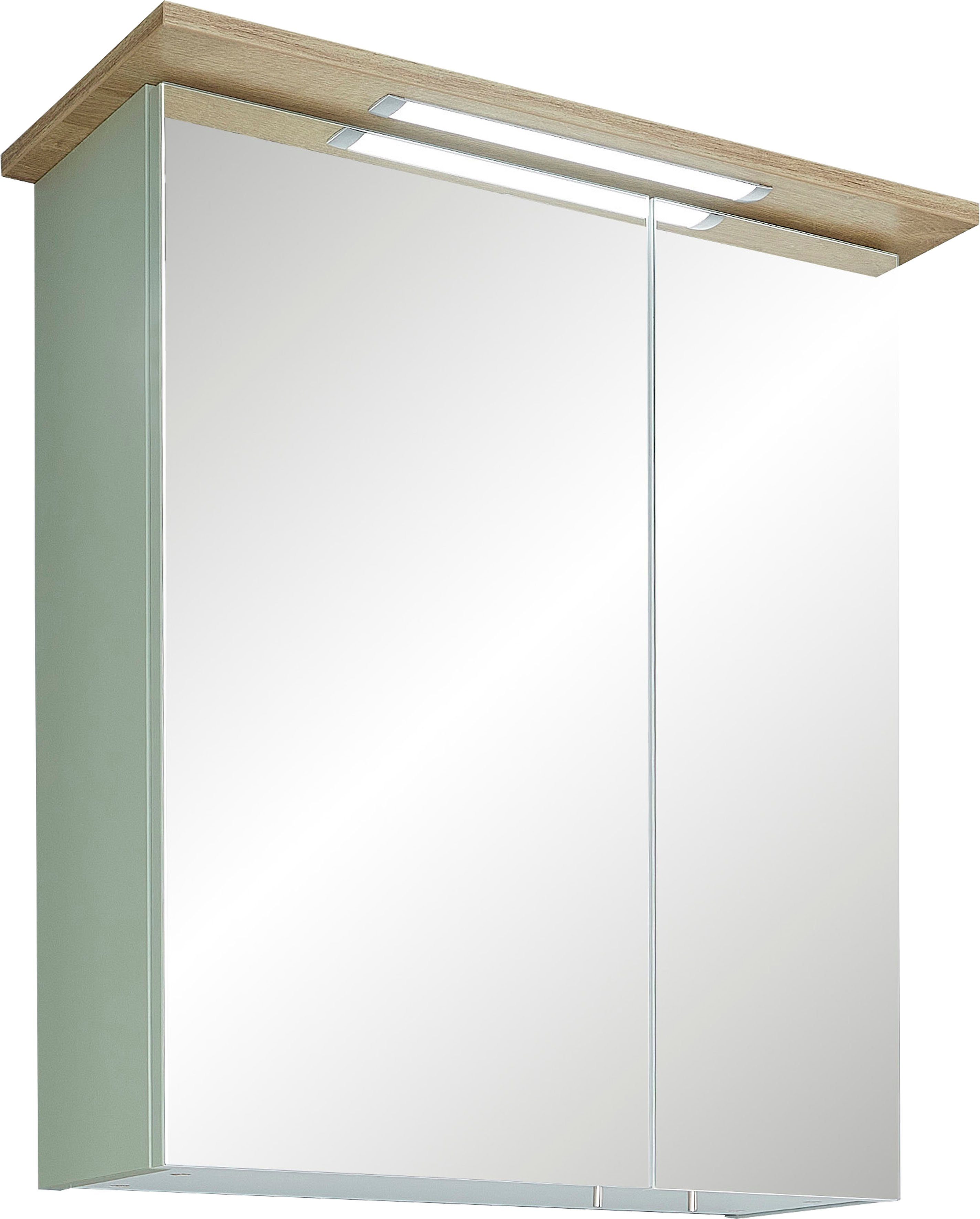 Steckdosenbox LED-Beleuchtung, 2-türig, Quickset eingelassene PELIPAL Spiegelschrank 60 cm, Breite 963