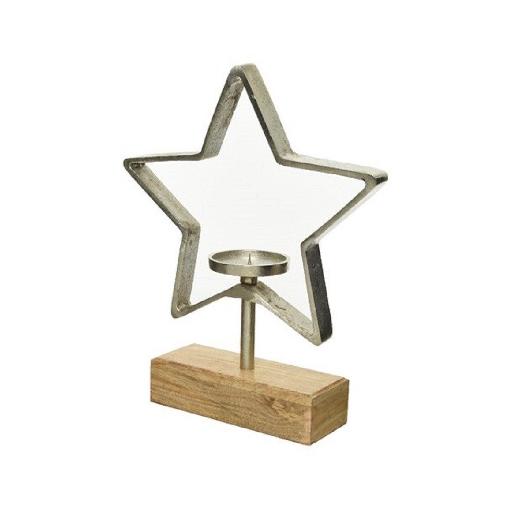 Kaemingk Teelichthalter Kerzenhalter Kerzenleuchter Kerzenständer Sternform Alu silber H 36 cm