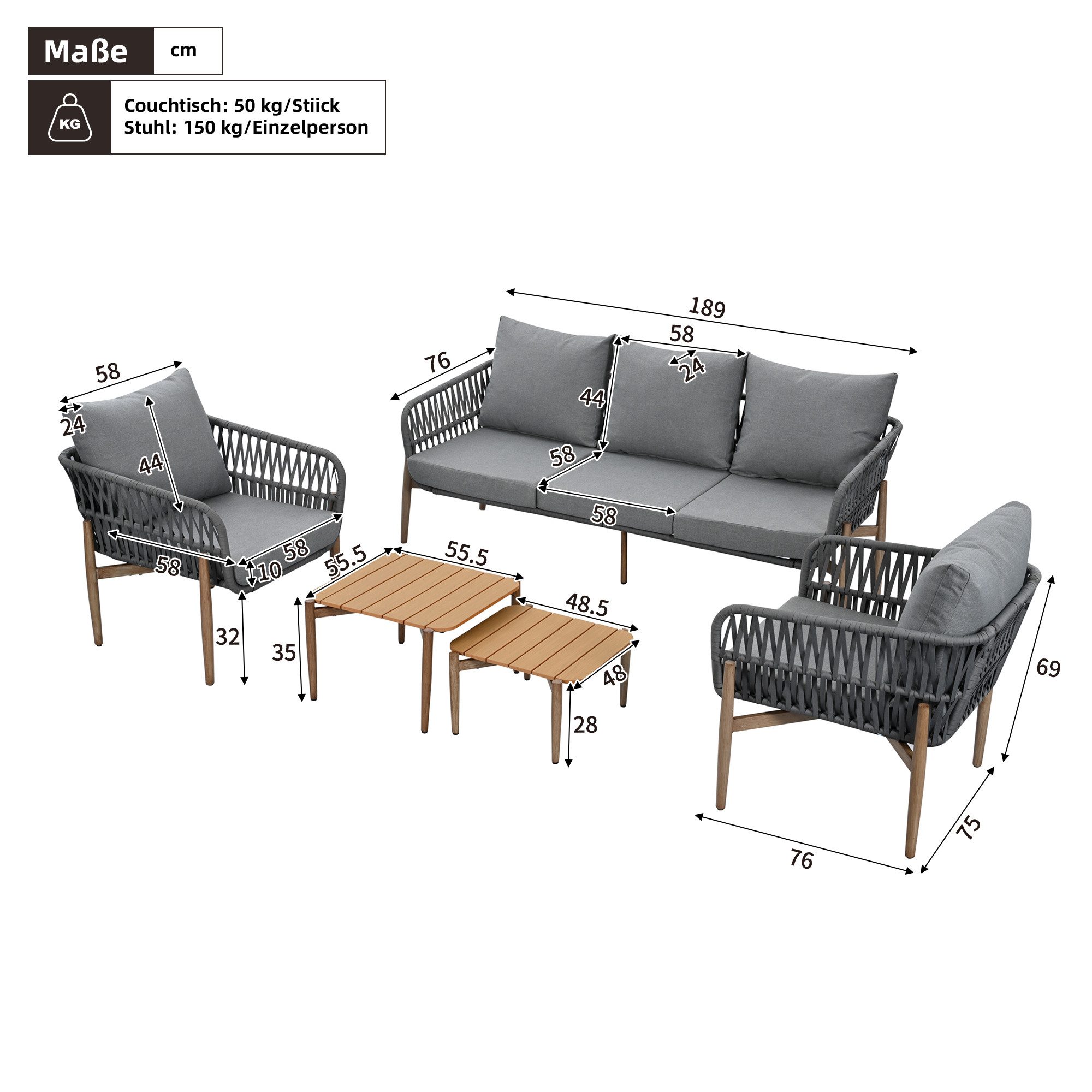 Celya Gartenlounge-Set Gartenlounges Balkon, Gartenmöbel Set günstig online kaufen