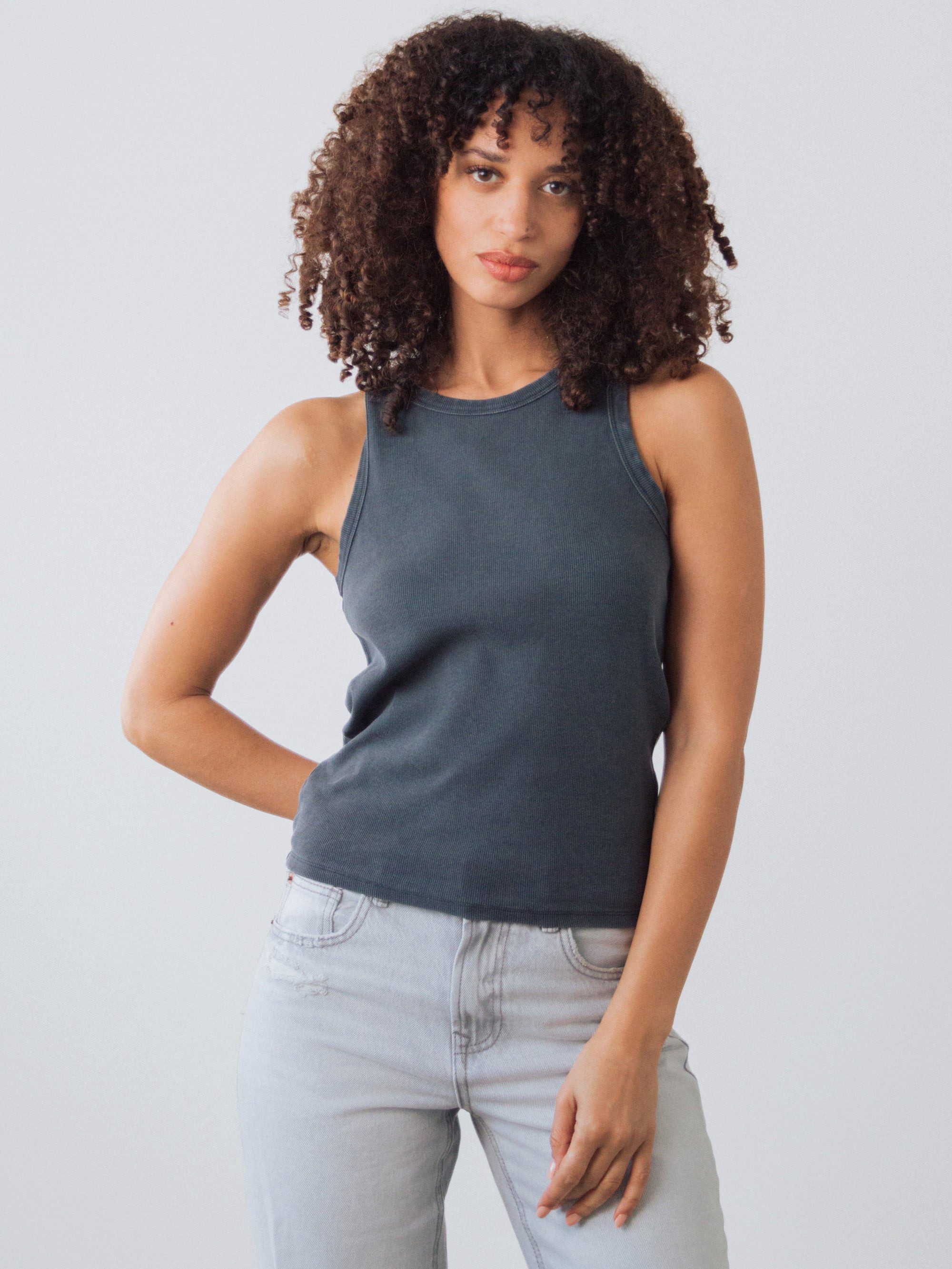 HONEST BASICS Tanktop Geripptes Racer-Top aus Bio- und recycelter Baumwolle