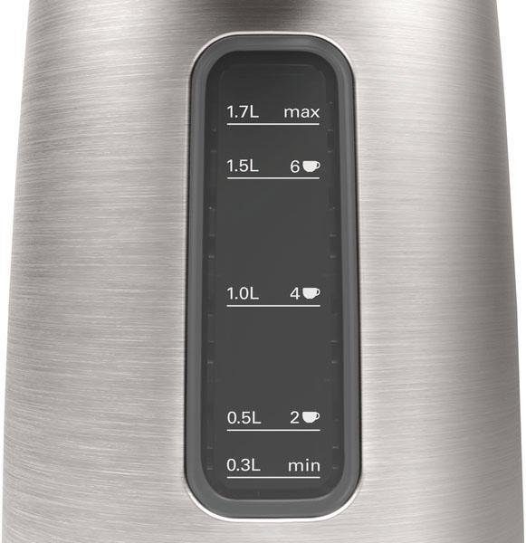 BOSCH Wasserkocher DesignLine TWK5P480, Ausgießen ohne Spritzer, Tassenanzeige, 1,7 l, 2400 W, große Wasserstandsanzeige, Überhitzungsschutz, Edelstahl – Bild 2 von 5