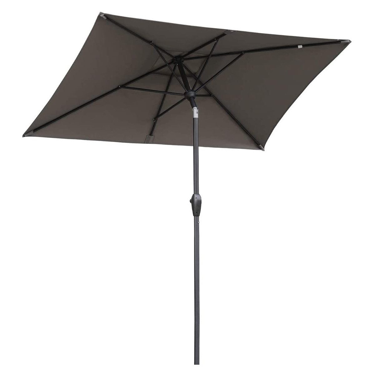 Sekey Sonnenschirm 210 x 140 cm Aluminum Sonnenschirm Rechteckig Marktschirm mit Kurbel, LxB: 210,00x140,00 cm, mit/ohne LED-Lichtern, Sonnenschutz UV50+, Gartenschirm Knickbar