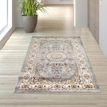 Teppich Orientalischer Teppich mit Verzierungen in creme grau, TeppichHome24, rechteckig, Höhe: 15 mm