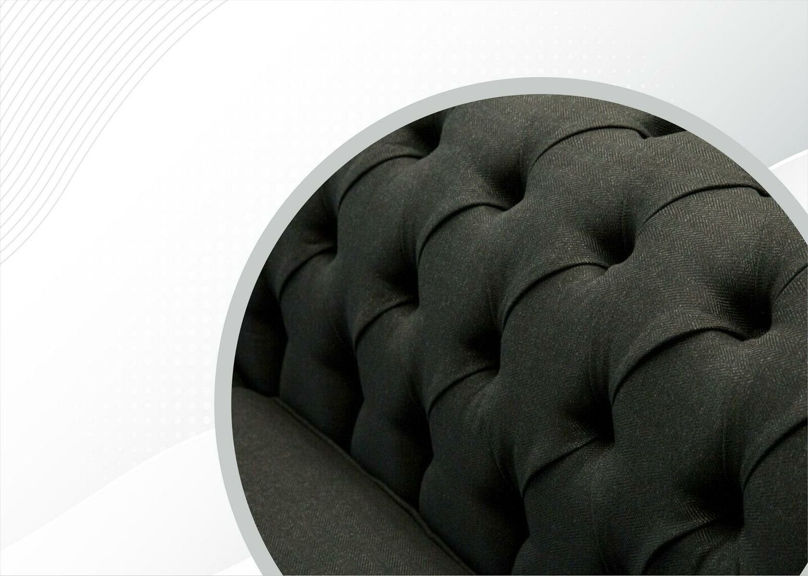 JVmoebel Chesterfield-Sofa Luxus Made in Design Europe Neu, Chesterfield Textilmöbel Dreisitzer Dunkelgrauer