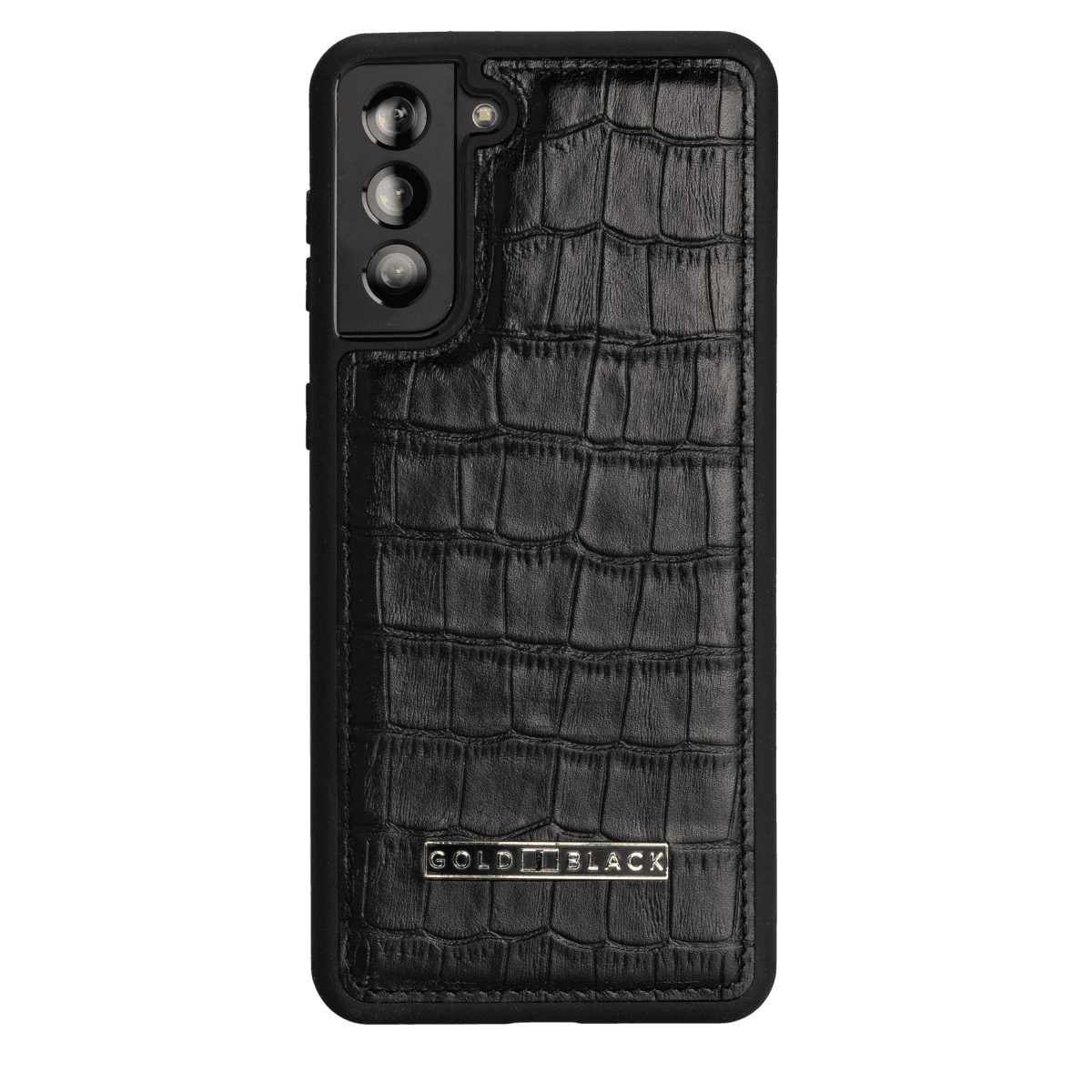 GOLDBLACK Handyhülle GOLDBLACK Samsung S21 Plus Lederhülle Kroko-Prägung Schwarz