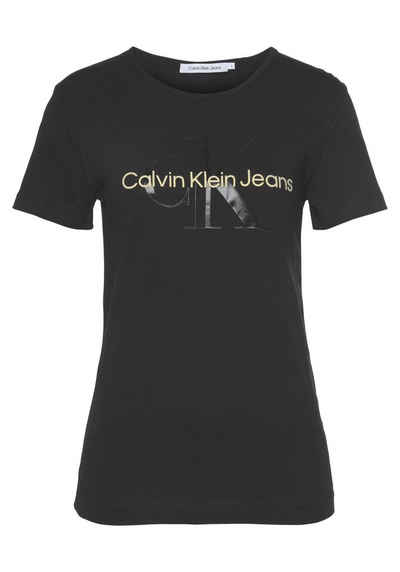Calvin Klein Jeans Rundhalsshirt »GLOSSY MONOGRAM SLIM TEE« mit großem Calvin Klein Jeans Logo-Druck
