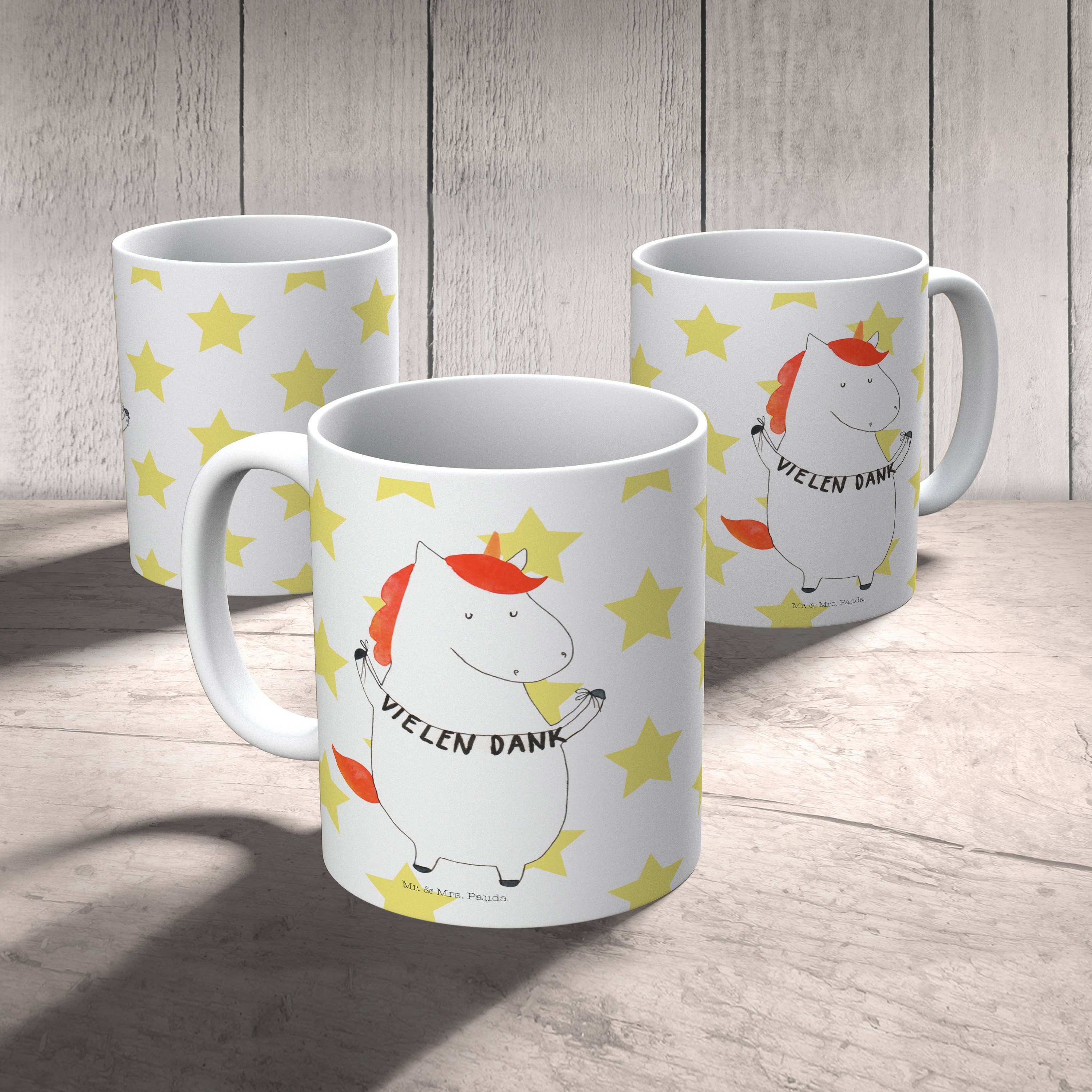 Geschenk, Vielen Büro Kaffeetasse, Weiß Tasse Mrs. - Panda Tasse, - Dank Mr. & Einhorn Tasse, Keramik