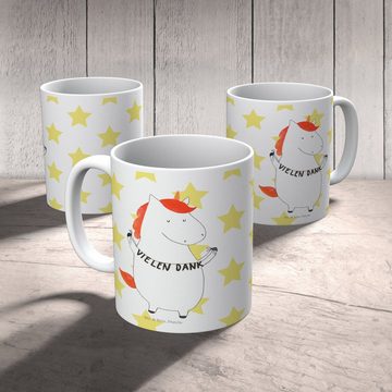 Mr. & Mrs. Panda Tasse Einhorn Dankeschön - Weiß - Geschenk, Büro Tasse, Kaffeetasse, Tasse, Keramik, Brillante Bedruckung