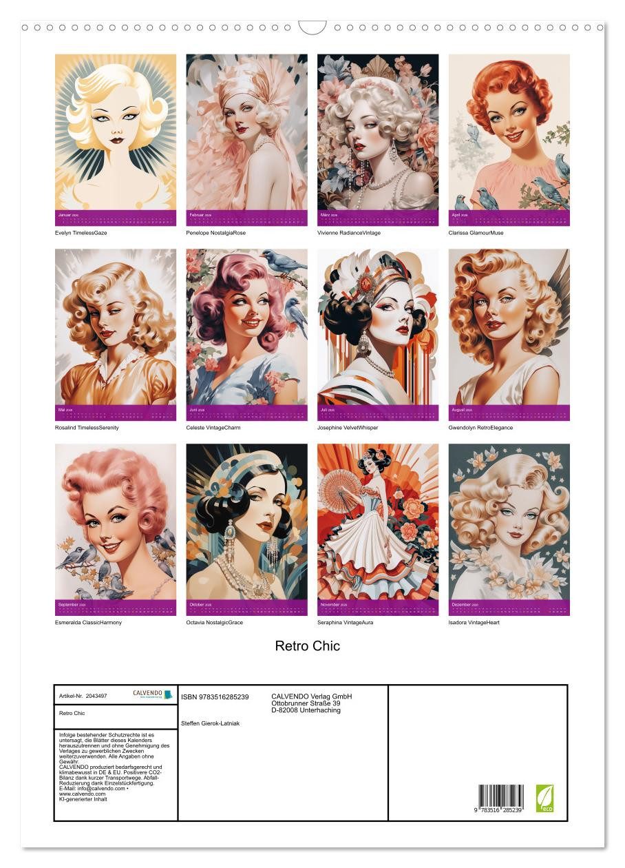 Thumbnail - CALVENDO Wandkalender Retro Chic (Wandkalender 2026 DIN A2 hoch), CALVENDO Monatskalender