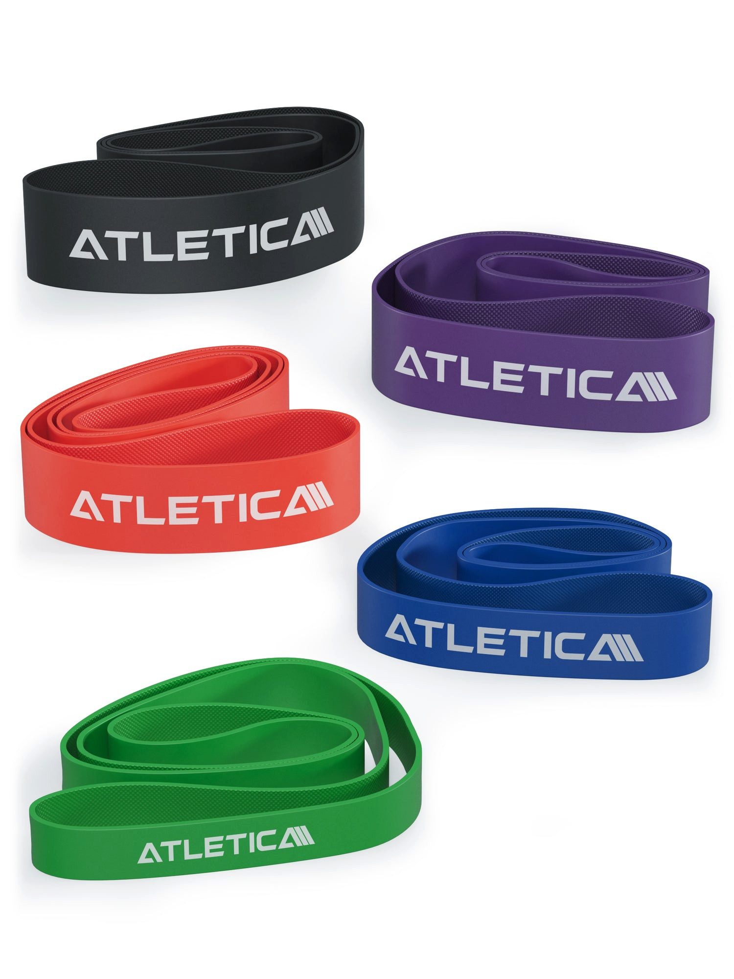 ATLETICA Gymnastikband 5 Widerstandsbänder, Heavy Set 45 - 110kg, 100% Kautschuk