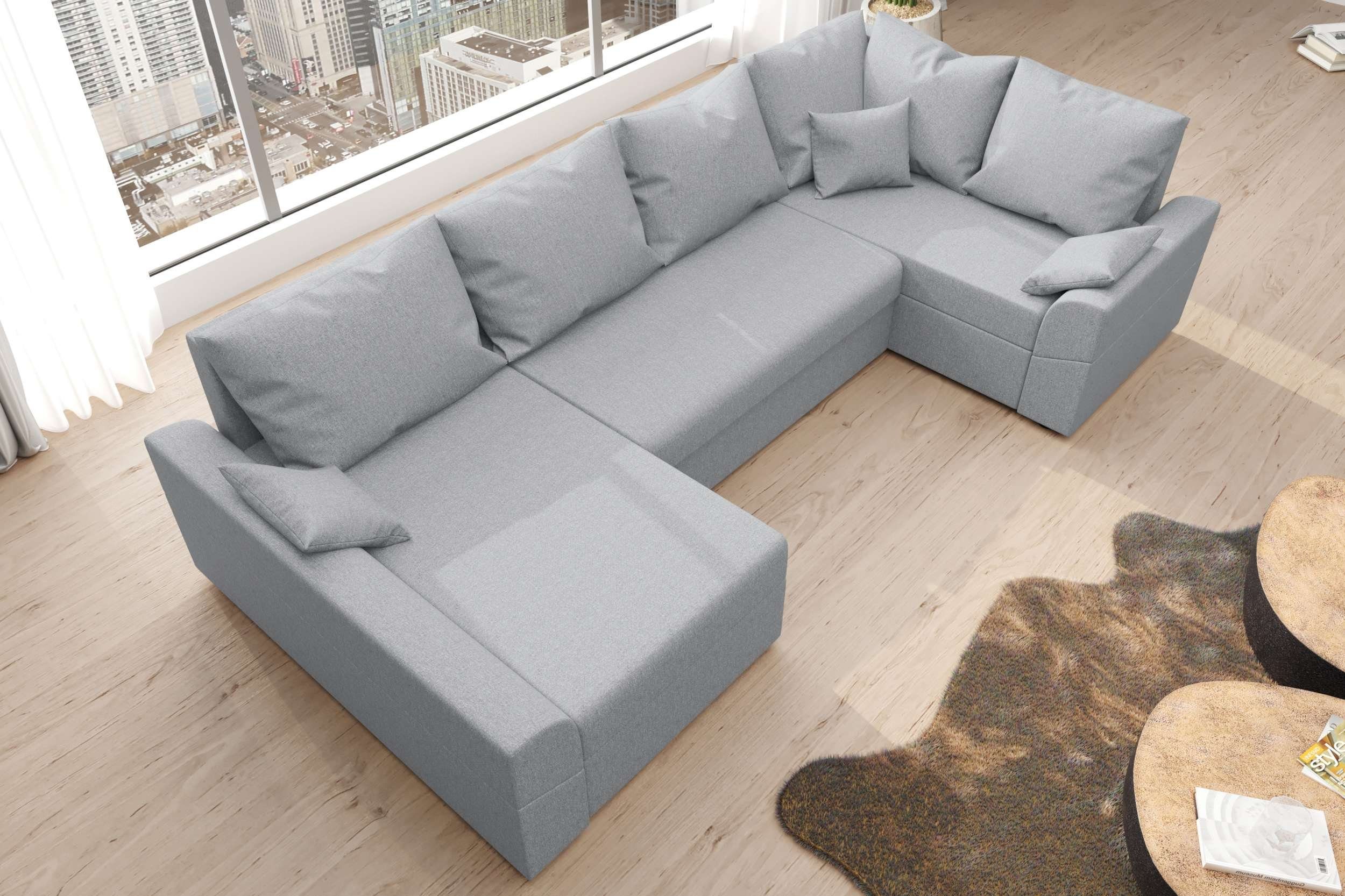 Bailey, Bettfunktion, mit Design Stylefy Bettkasten, Modern Wohnlandschaft Sofa, U-Form, Sitzkomfort, mit Eckcouch,