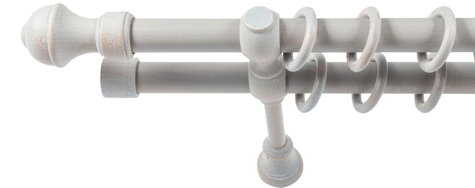 SN DECO GROUP Gardinenstange Ares, 2-läufig, Fixmaß, mit Bohren, verschraubt, Holzwerkstoff, 28 mm, Holz, verschiedene Längen und Farben, Komplettset
