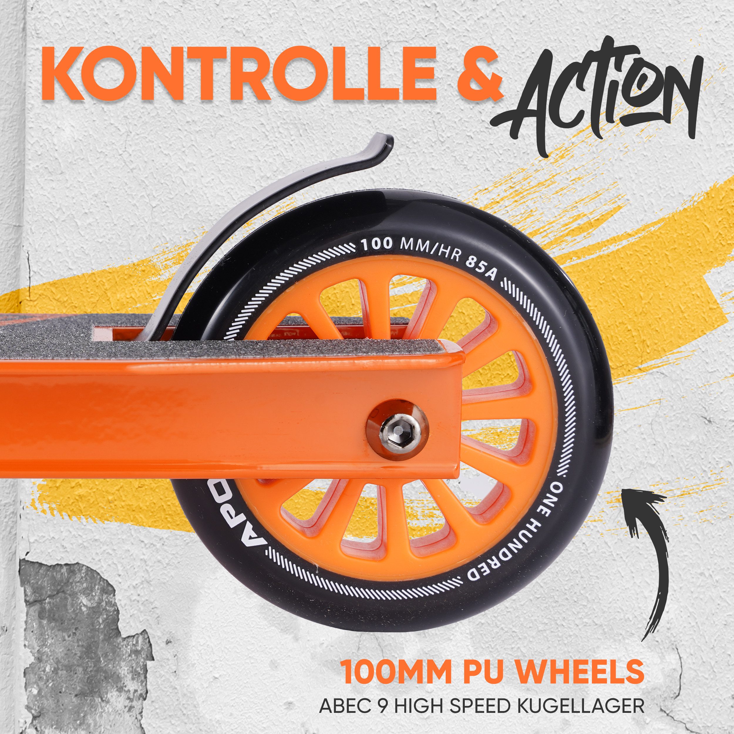 Apollo Stuntscooter Gravity - Fun-Kickscooter für Kinder und Teenager, Hohe Belastbarkeit (bis 100kg) und einfaches Handling.