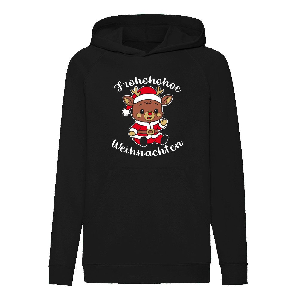 G-graphics Hoodie Frohohohoe Weihnachten – Rentier in Nikolauskostüm Kinder Hoodie / Kapuzenpullover mit schönem Winter- & Weihnachtsmotiv