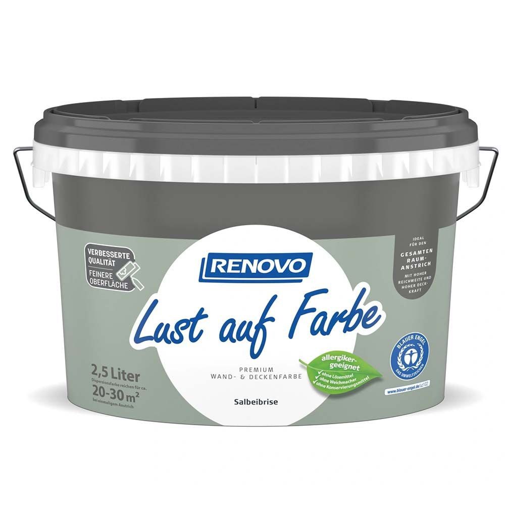Renovo Wandfarbe Renovo Wand- und Deckenfarbe Lust auf Farbe matt 2,5 Ltr. Salbeibrise