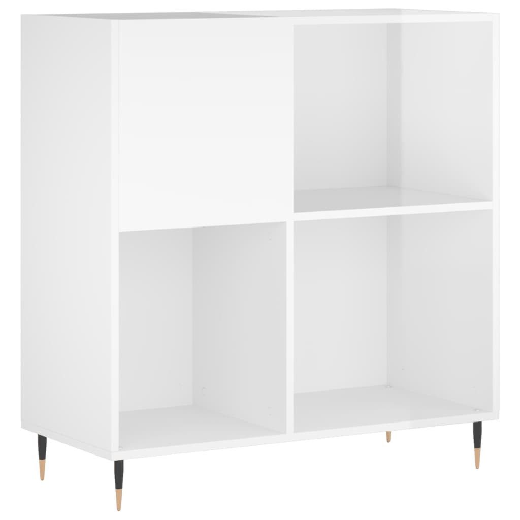furnicato Media-Regal Plattenschrank 84,5x38x89 cm Hochglanz-Weiß mit Eisenbeinen, 1-tlg., Stabile LP-Regal mit Ablagefläche und befestigter Wandhalterung