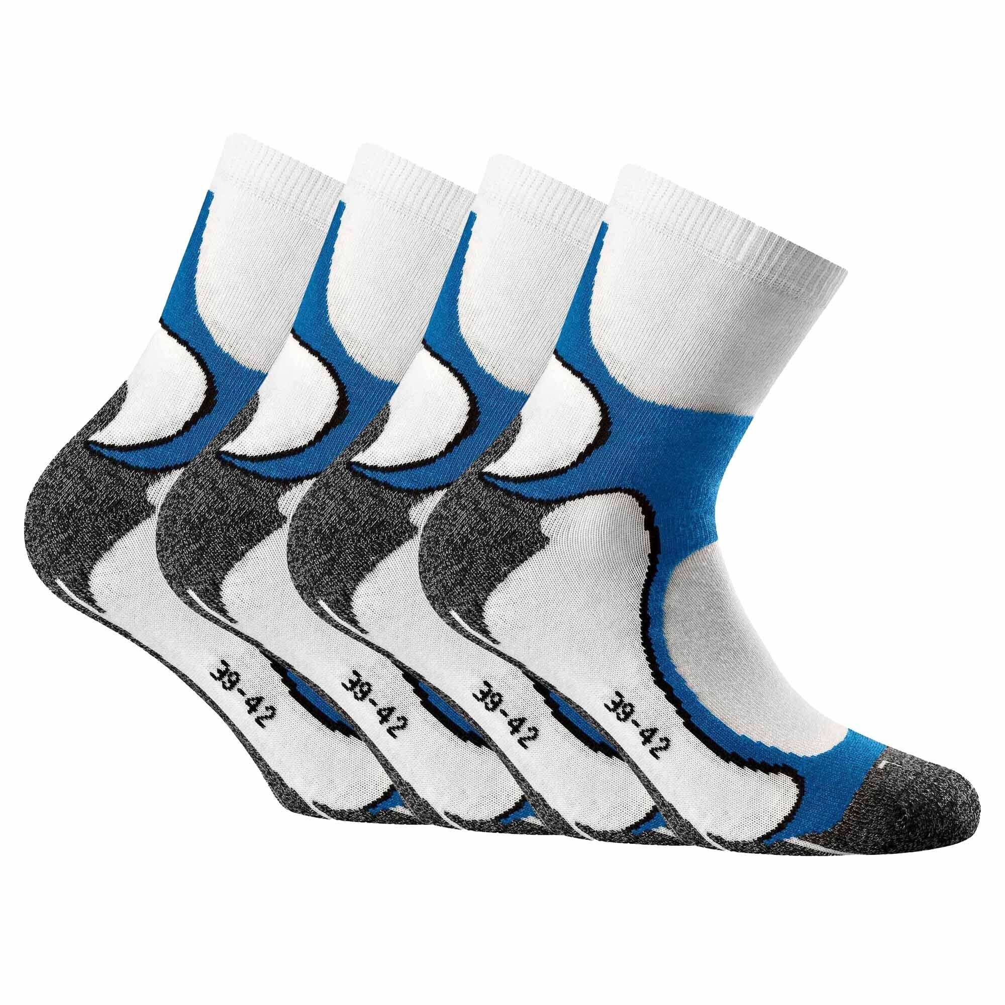Rohner Socks Sportsocken Unisex Running Quarter Socken, 4er Pack - Weiß/Blau