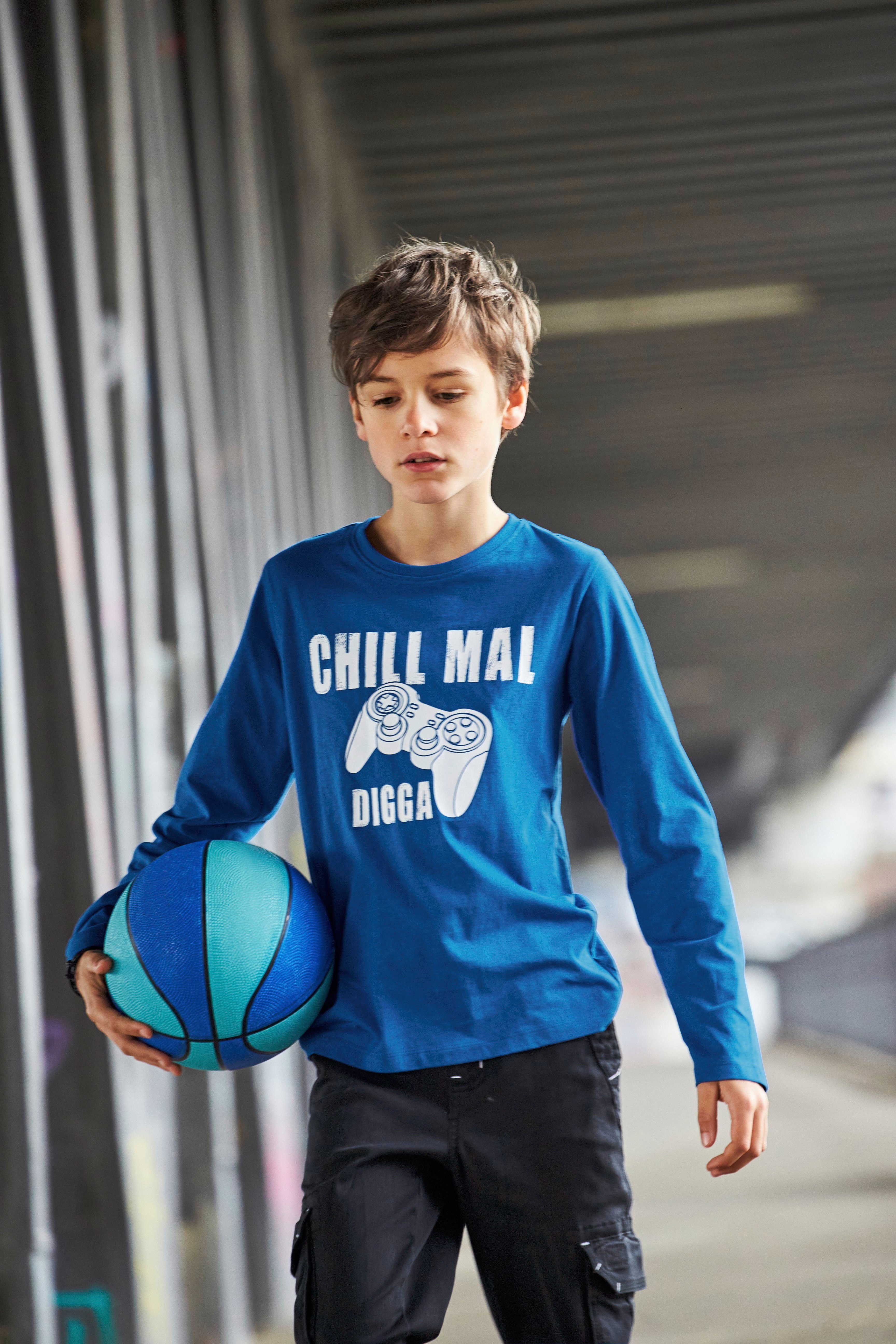 KIDSWORLD Langarmshirt MAL..., CHILL Spruch