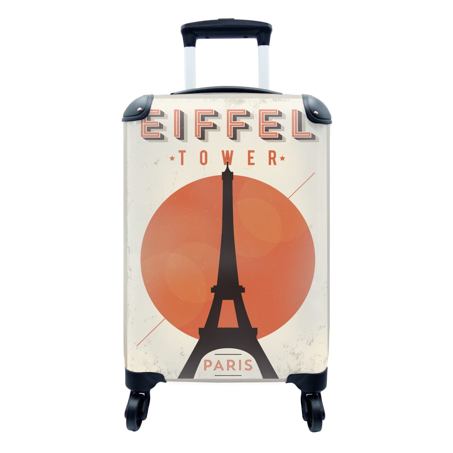 MuchoWow Handgepäckkoffer Eiffelturm - Vintage - Paris, 4 Rollen, Reisetasche mit rollen, Handgepäck für Ferien, Trolley, Reisekoffer