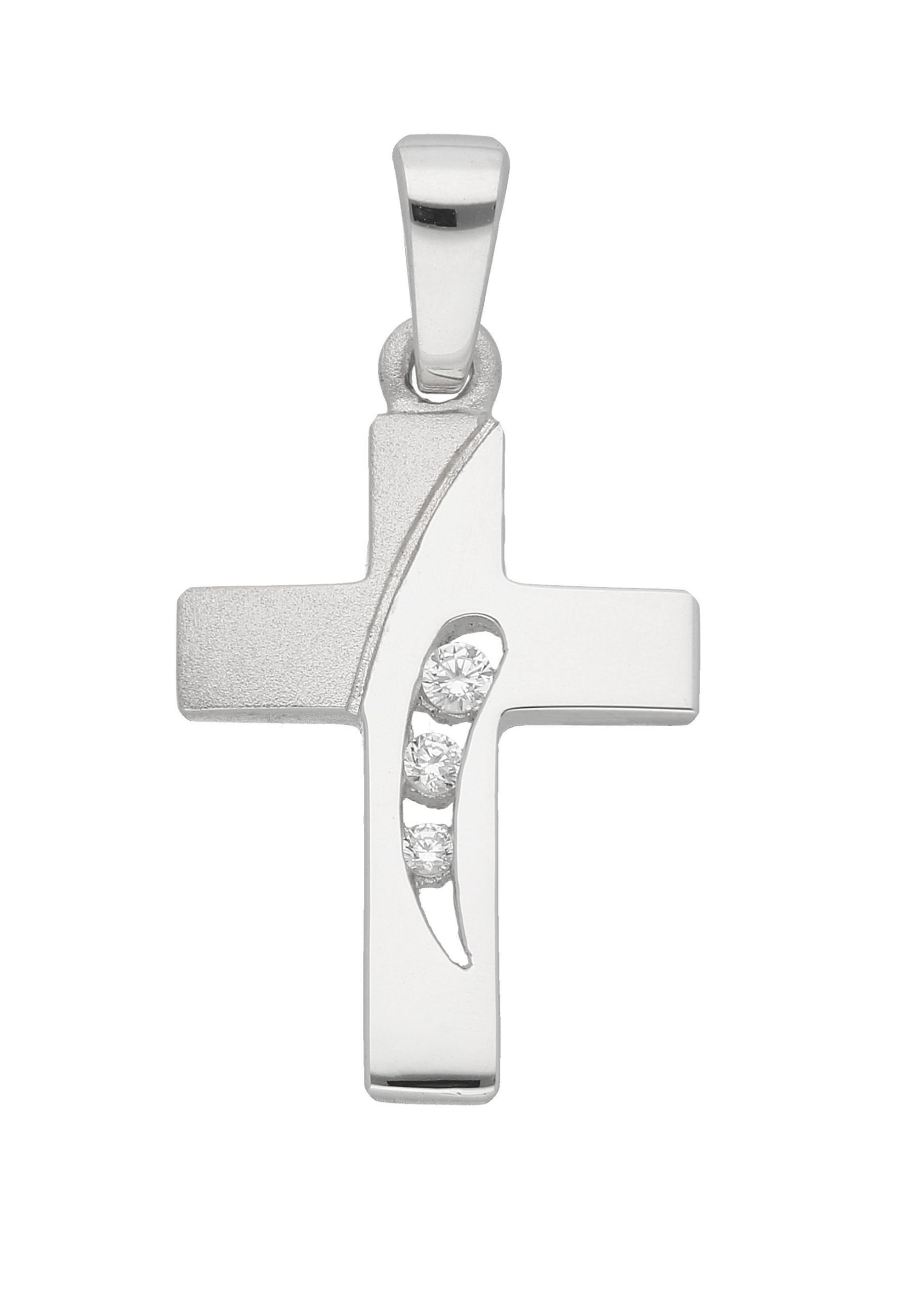 Kreuzanhänger Damen & Herren 925 Silber Kreuz Anhänger mit Zirkonia