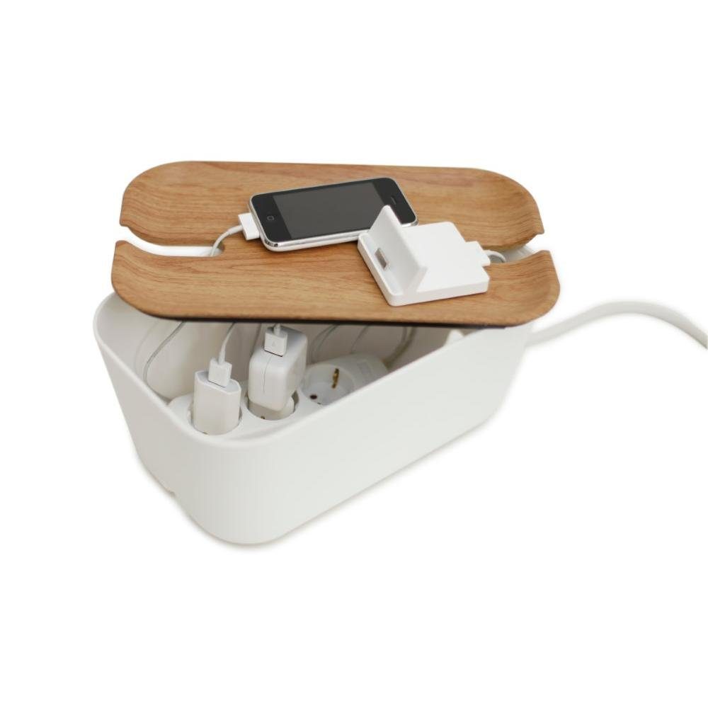 Bosign Aufbewahrungsbox Kabel-Box Cable Organiser Hideaway Weiß-Holzoptik ( günstig online kaufen