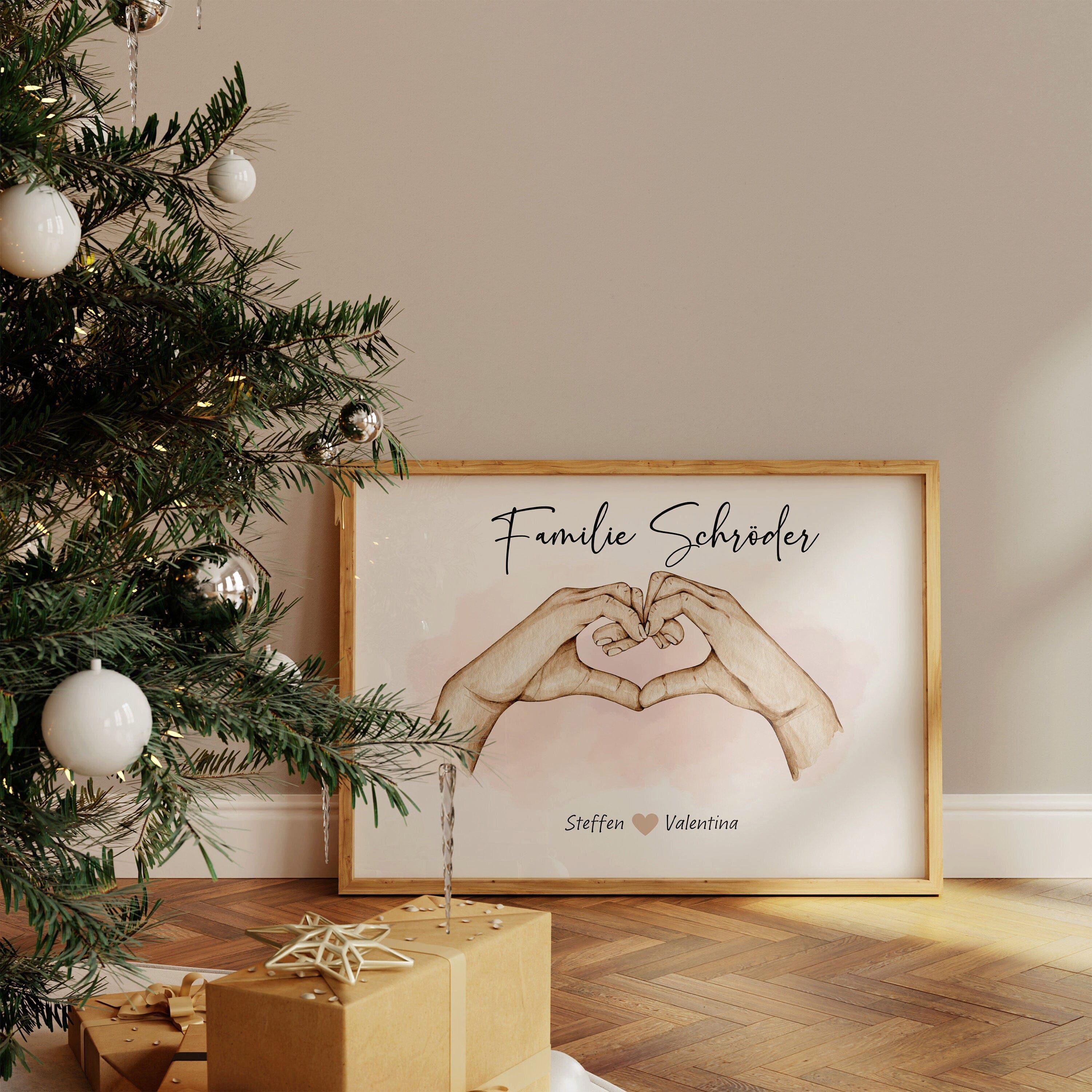 JUSTGOODMOOD Poster Familien Personalisiert Geschenkidee Personalisierte Namen Herz Verbun, Paar (1 St)