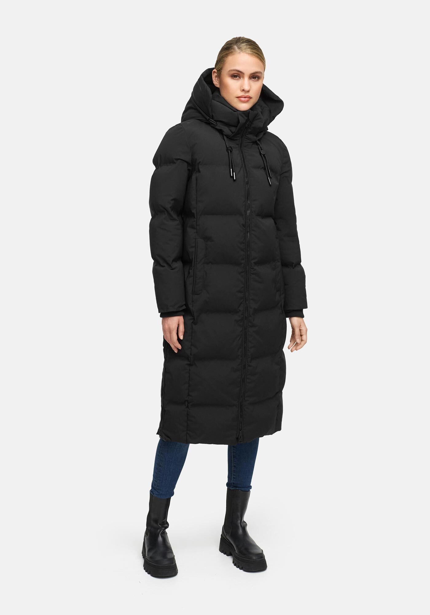 Marikoo Winterjacke Tikoraa mit extra langem Schnitt und hohem Kragen