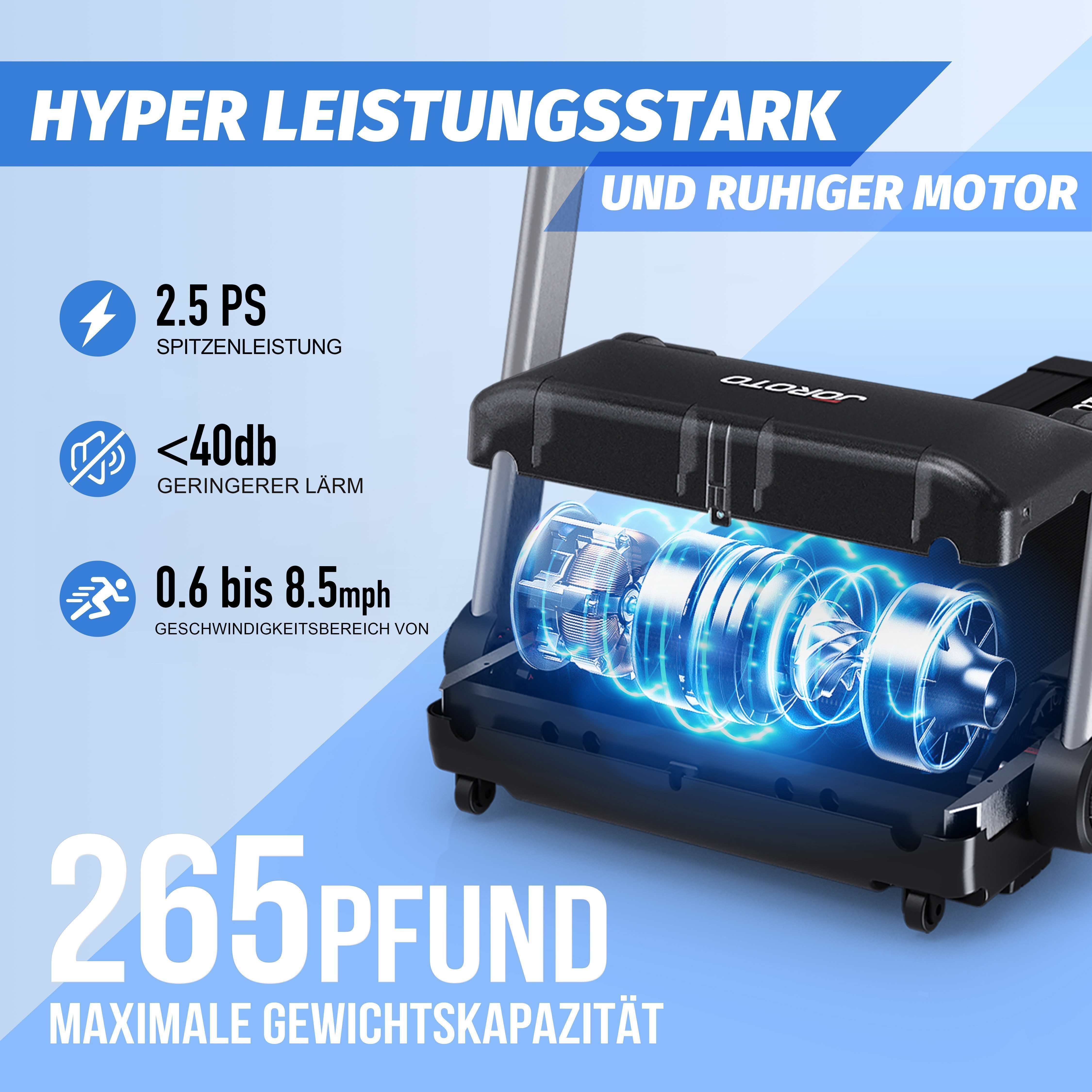 JOROTO Laufband F5 Klappbares Laufband für Zuhause, 2,5PS, 0,5-14KM/H Laufband mit Bluetooth & APP, 120KG Belastbar