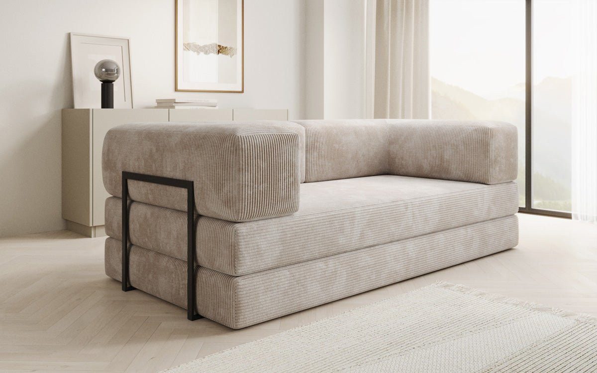 Luxusbetten24 Sofa Designer Sofa Lazy 3 Sitzer, mit Aufklappfunktion und Cordbezug – Bild 2 von 5