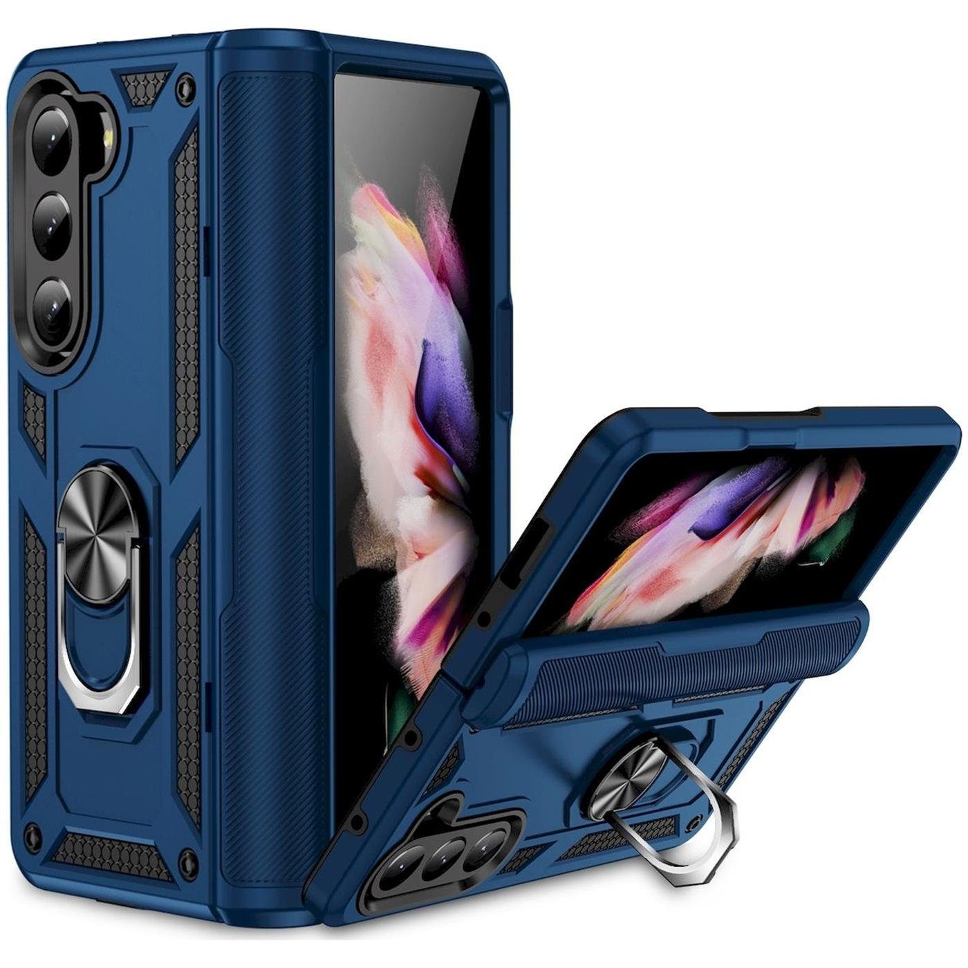 CoolGadget Handyhülle Armor Shield Case für Samsung Galaxy Z Fold 5 7,6 Zoll, Outdoor Cover Magnet Ringhalterung Handy Hülle für Galaxy Z Fold 5 5G
