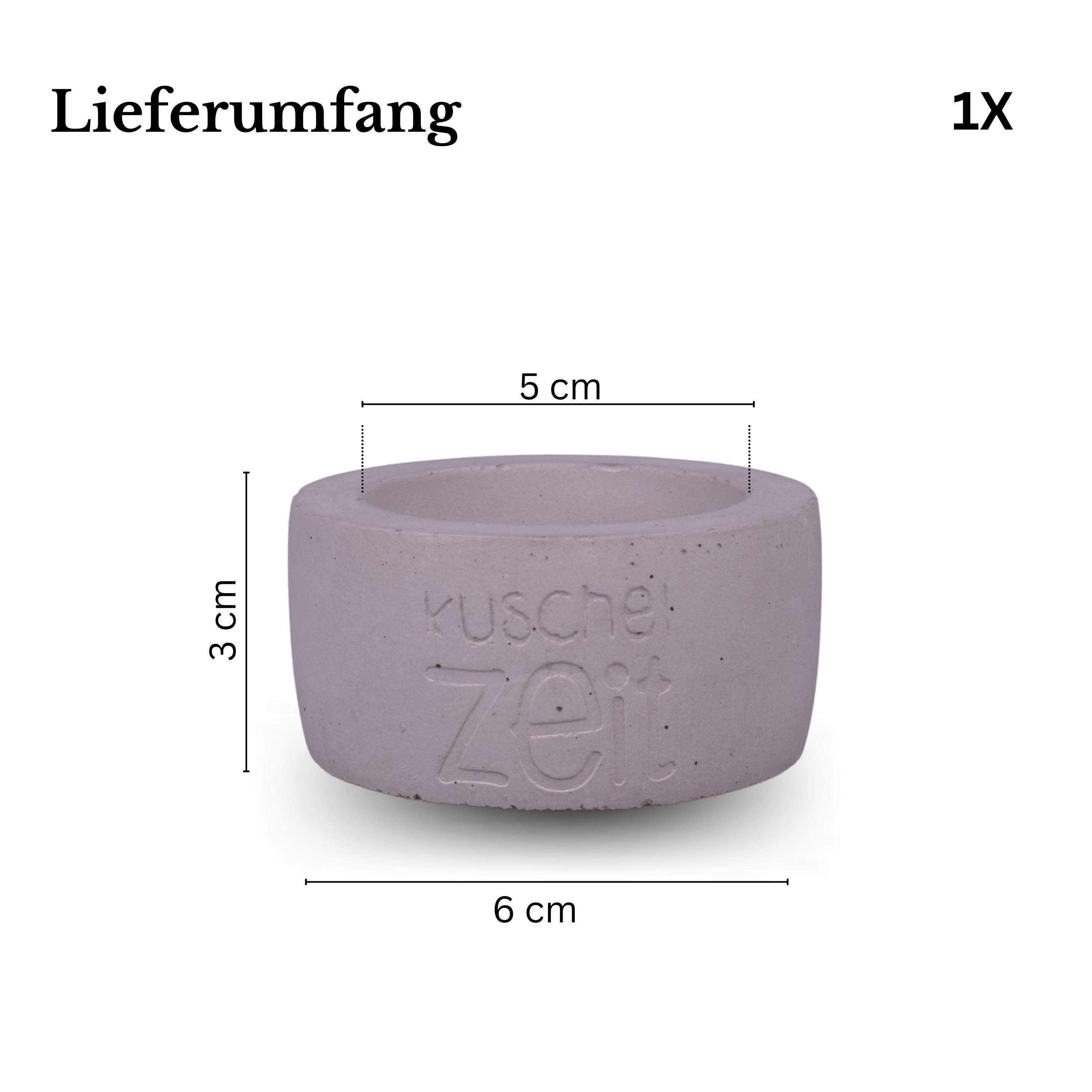 TIVENDIS Teelichthalter Teelichthalter "Kuschelzeit" (Packung) grau Beton-Design