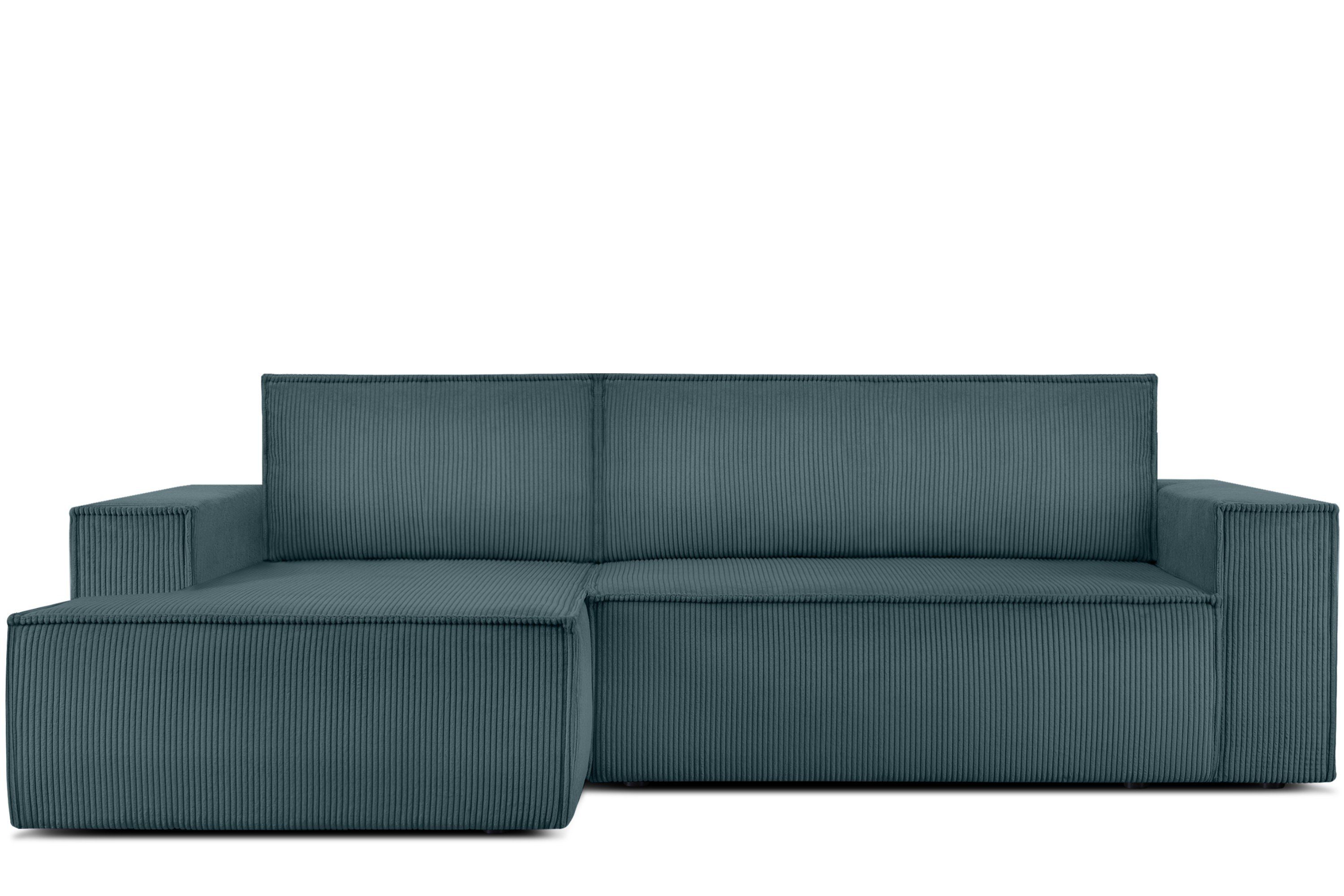 Pet blau Cord-Stoff Ecksofa mit links, NAPI EU, der Konsimo Schlaffunktion, in Ecksofa Friendly hergestellt in