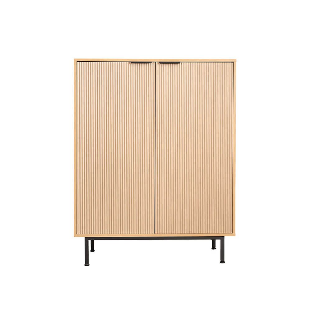 HOME DELUXE Highboard Sideboard NYLA, 115 x 42 x 90 cm gerillte Front, Hochschrank, Hochkommode