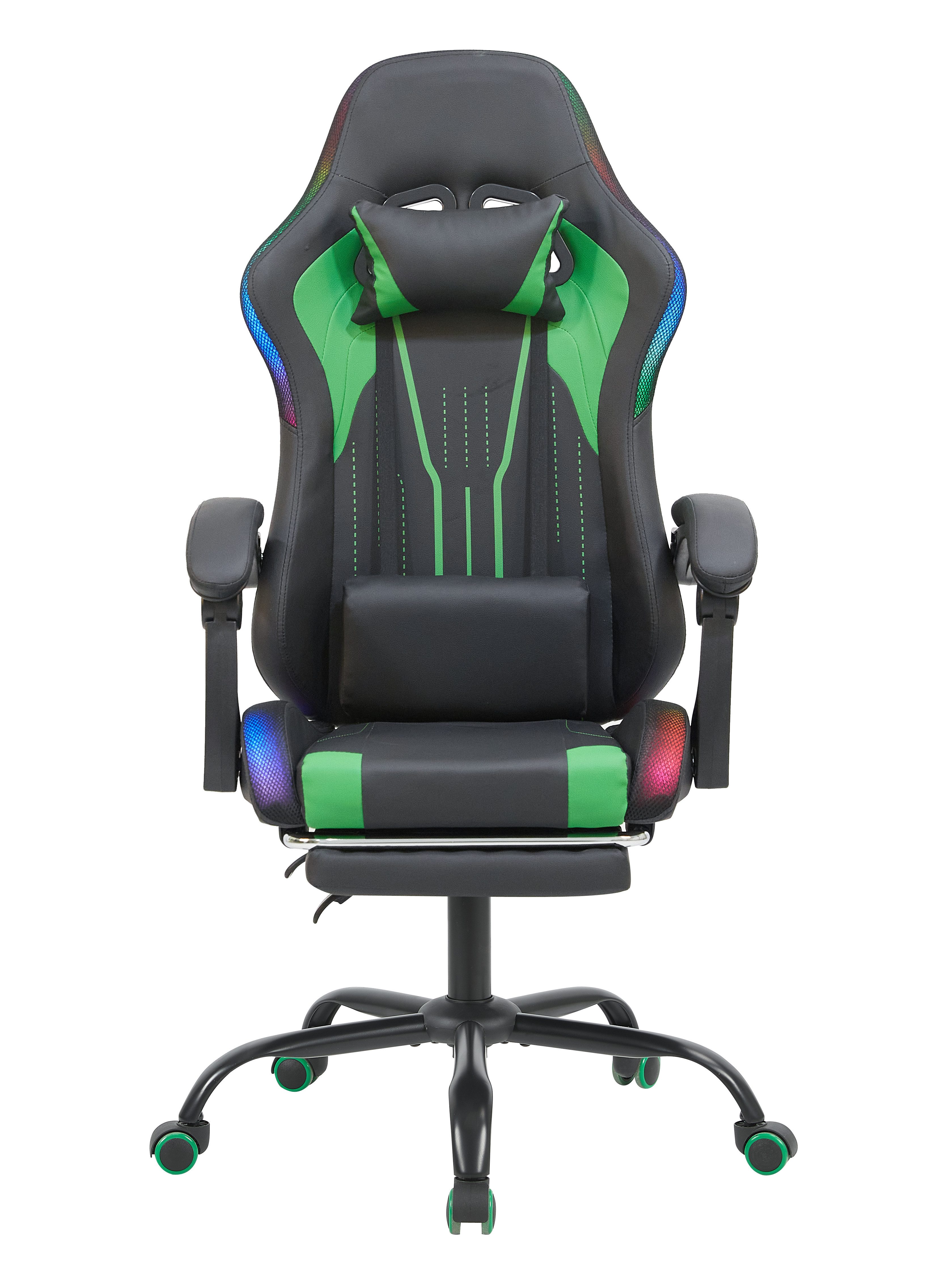 HOMALL Gaming-Stuhl mit LED,Ergonomisch,Fußstütze,computerstuhl,gaming stuhl mit massage (Die LED-Beleuchtung ist einstellbar, das Massagekissen für den Rücken ist beweglich), Ergonomischer Bürostuhl,Kopfstütze und Lendenstütze