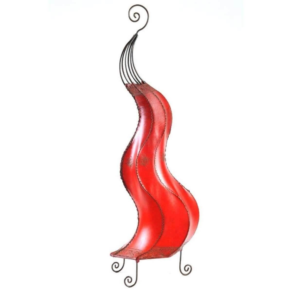 SIMANDRA Ambilight, Stehlampe Warmweiß, Lederlampe 80 cm, Blumenrad marokkanische ohne Leuchtmittel, Rot Mogador